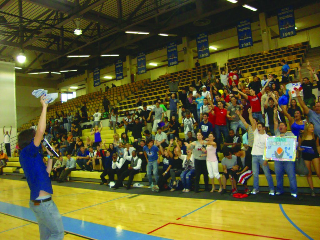 Students cheering for their team.