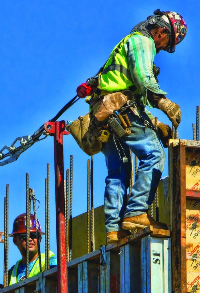 Construction worker hard at work.