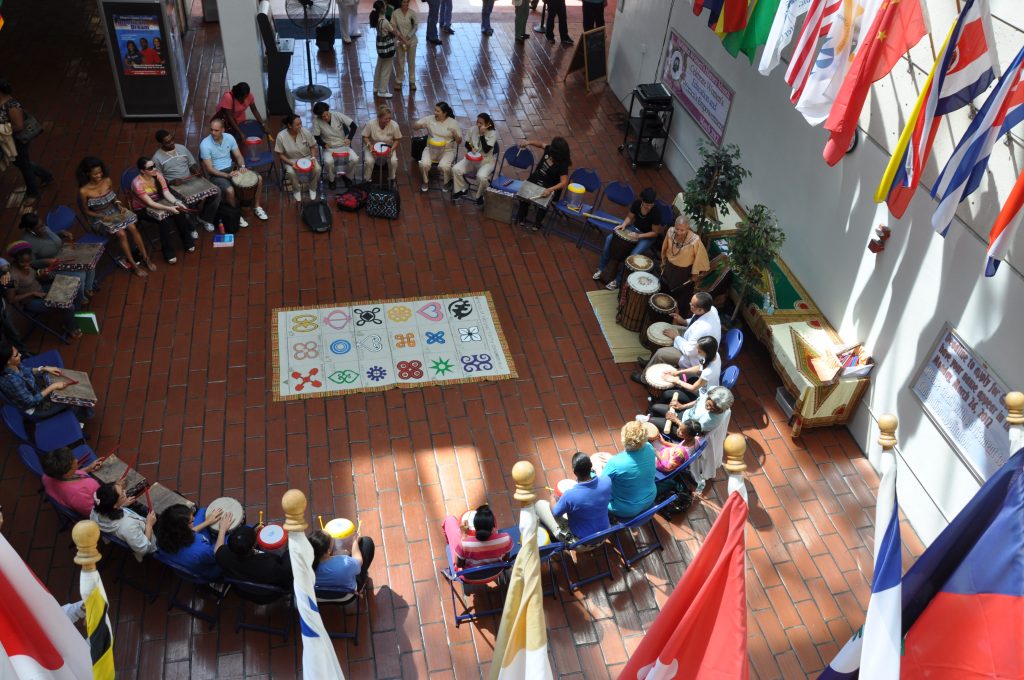 Drum circle at Medical Campus.