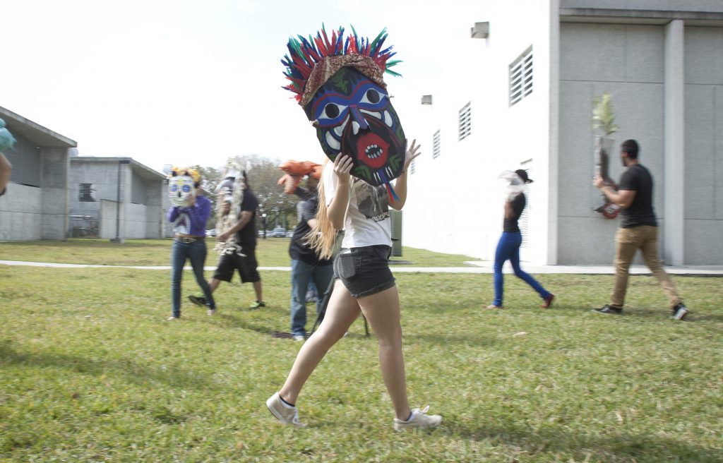 Students wearing masks.