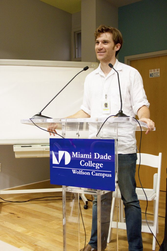 Kenny Malone speaking at Wolfson Campus.