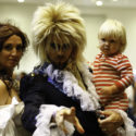 A family dressed as Sarah Williams, Jareth the Goblin Kind and Toby from Labyrinth.