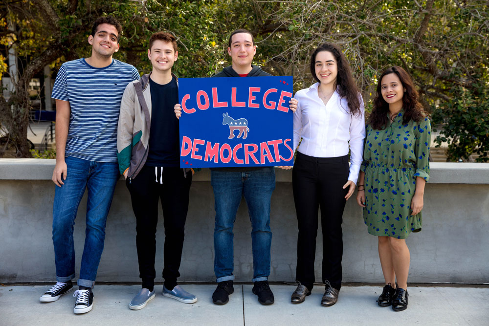 Members of the College Democrats-Kendall Campus posing for the camera.