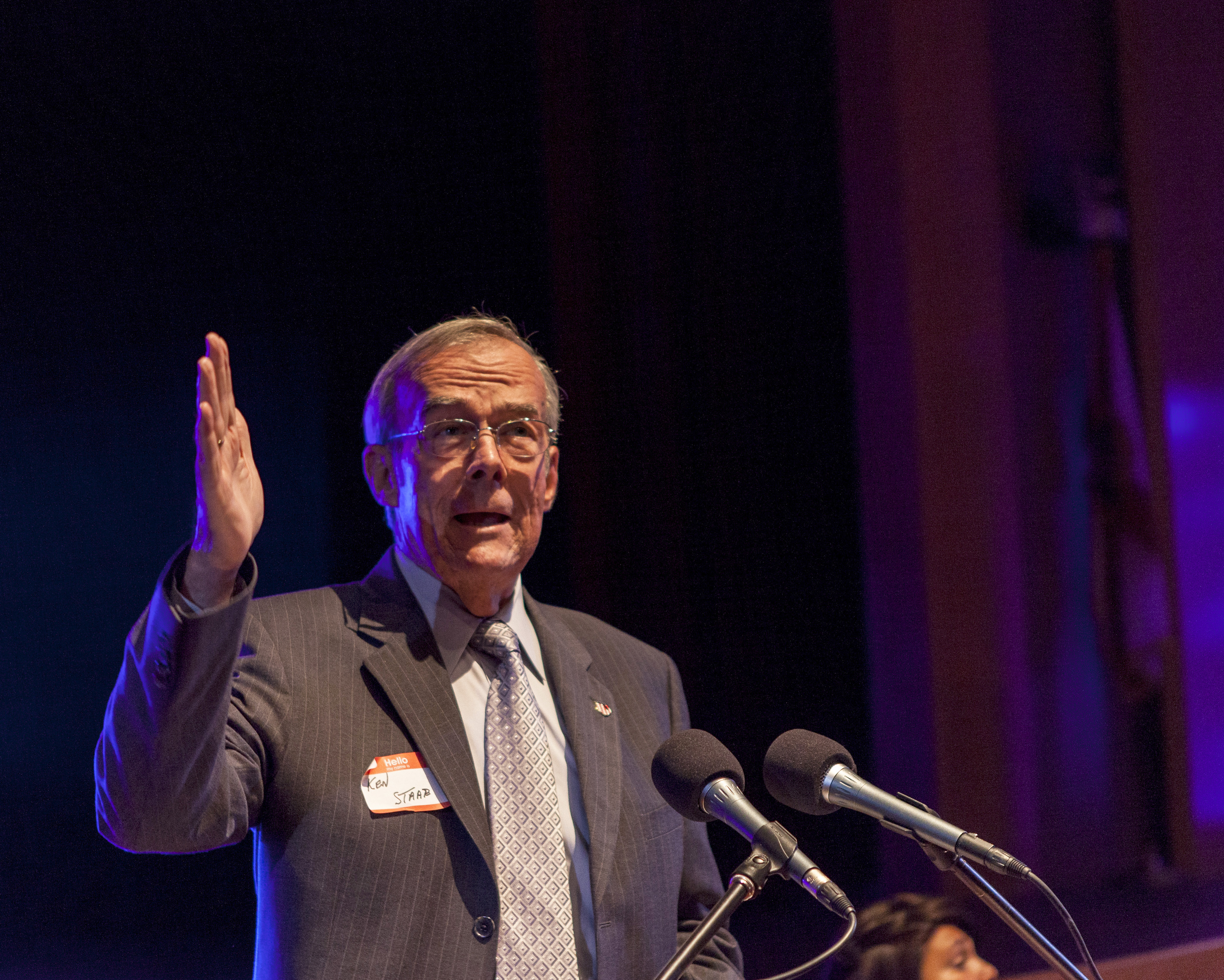 Staab speaking at an event.