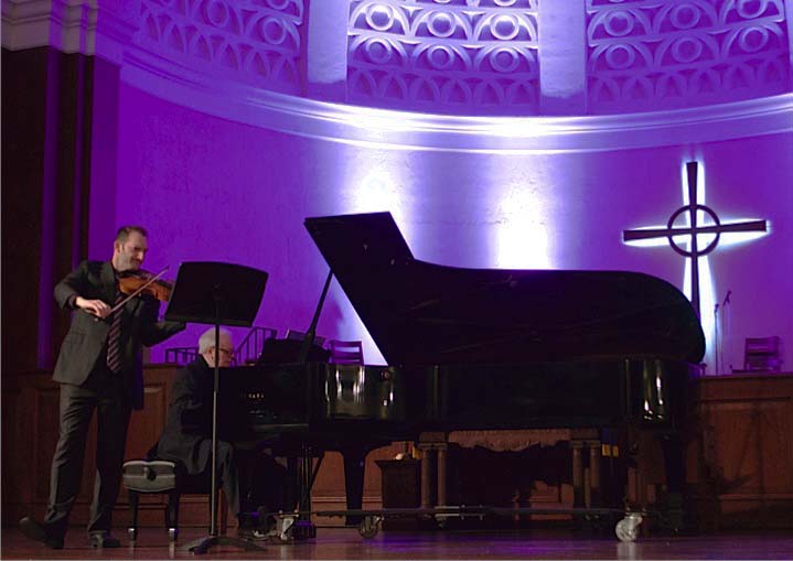 Musicians performing in church.