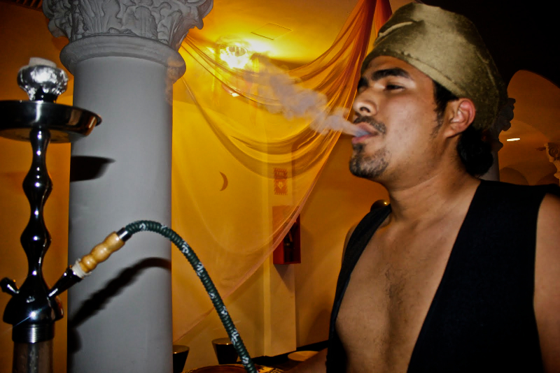 Student smoking hookah.