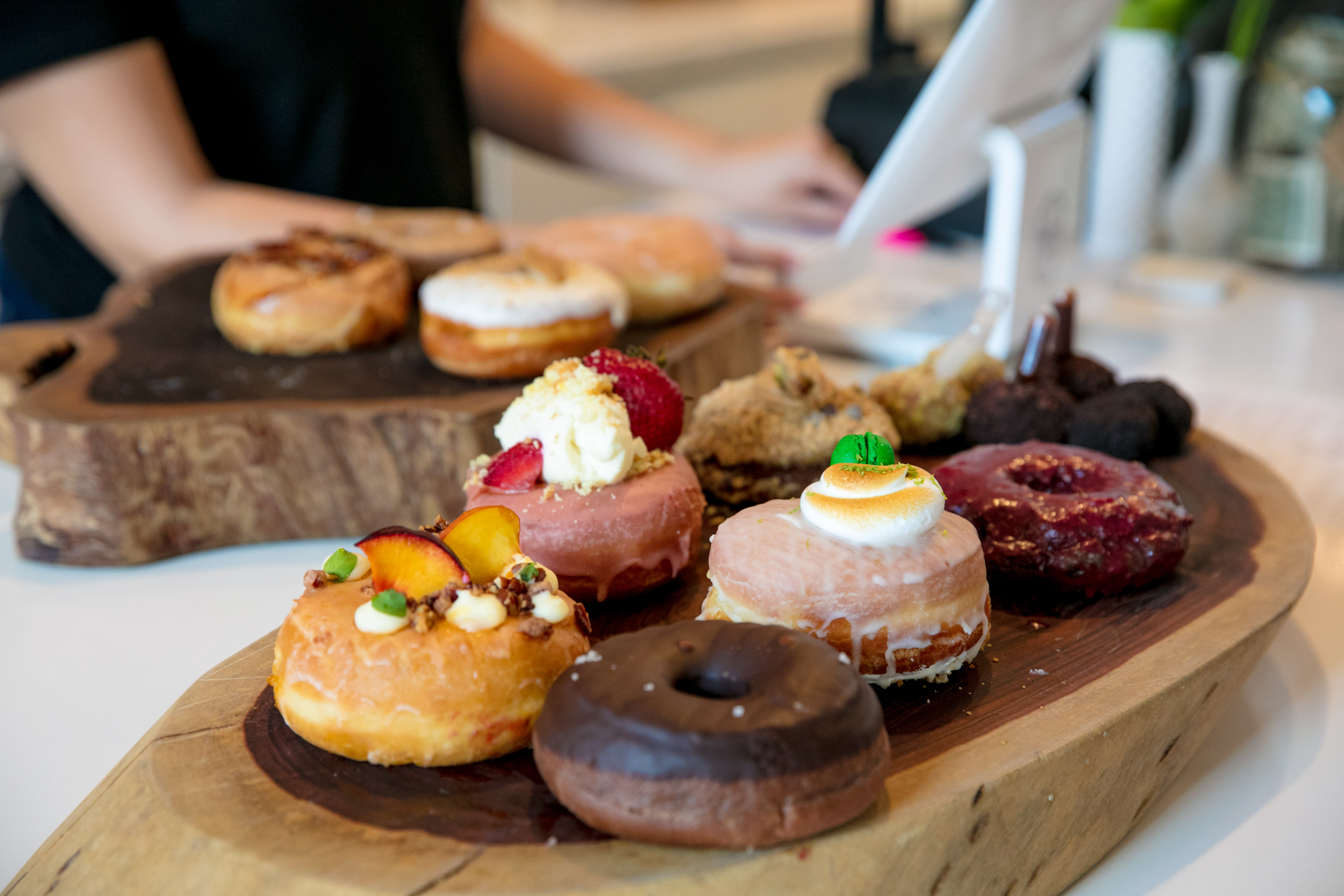 A display of delicious doughnuts at The Salty Donut.
