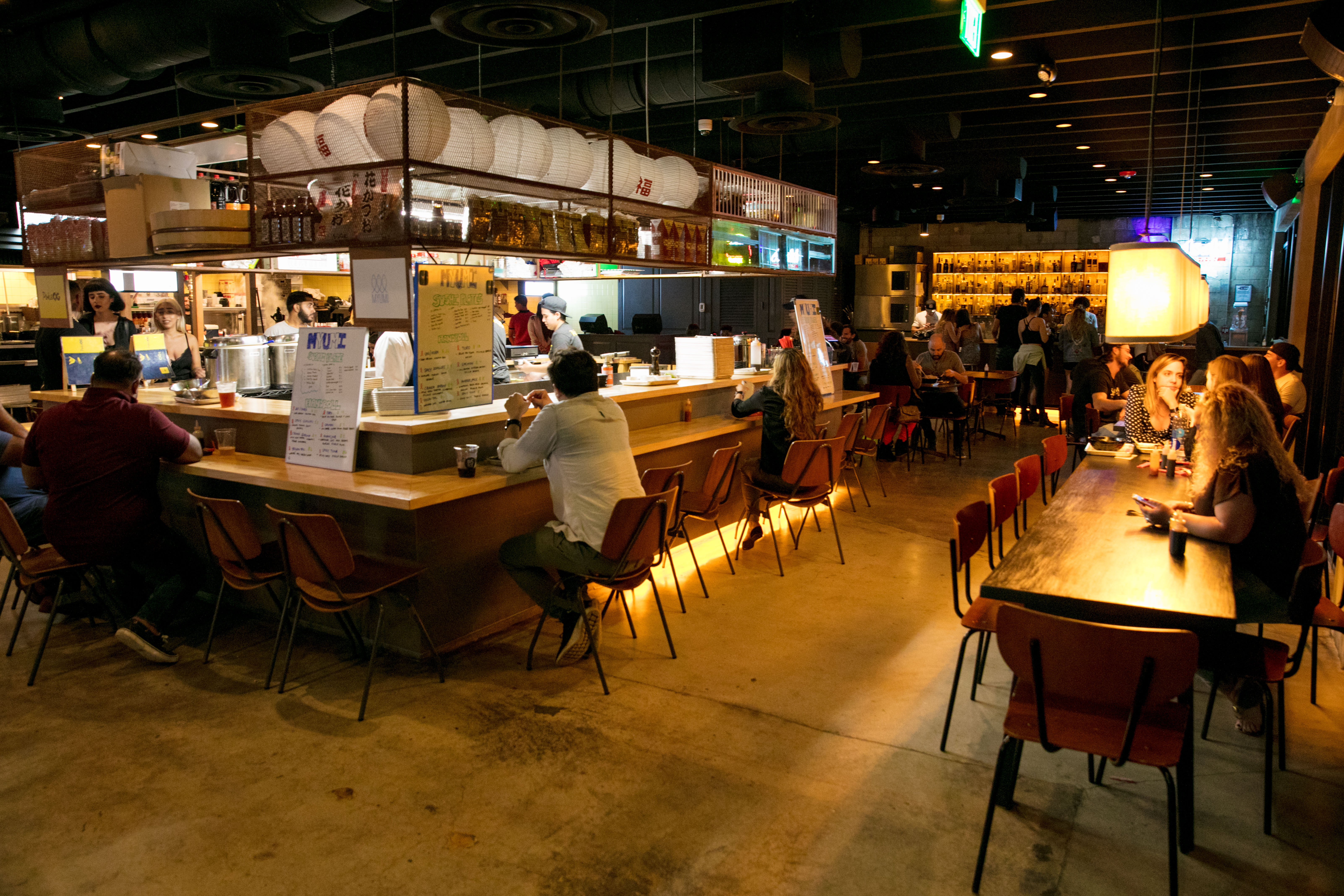 Inside the restaurants.