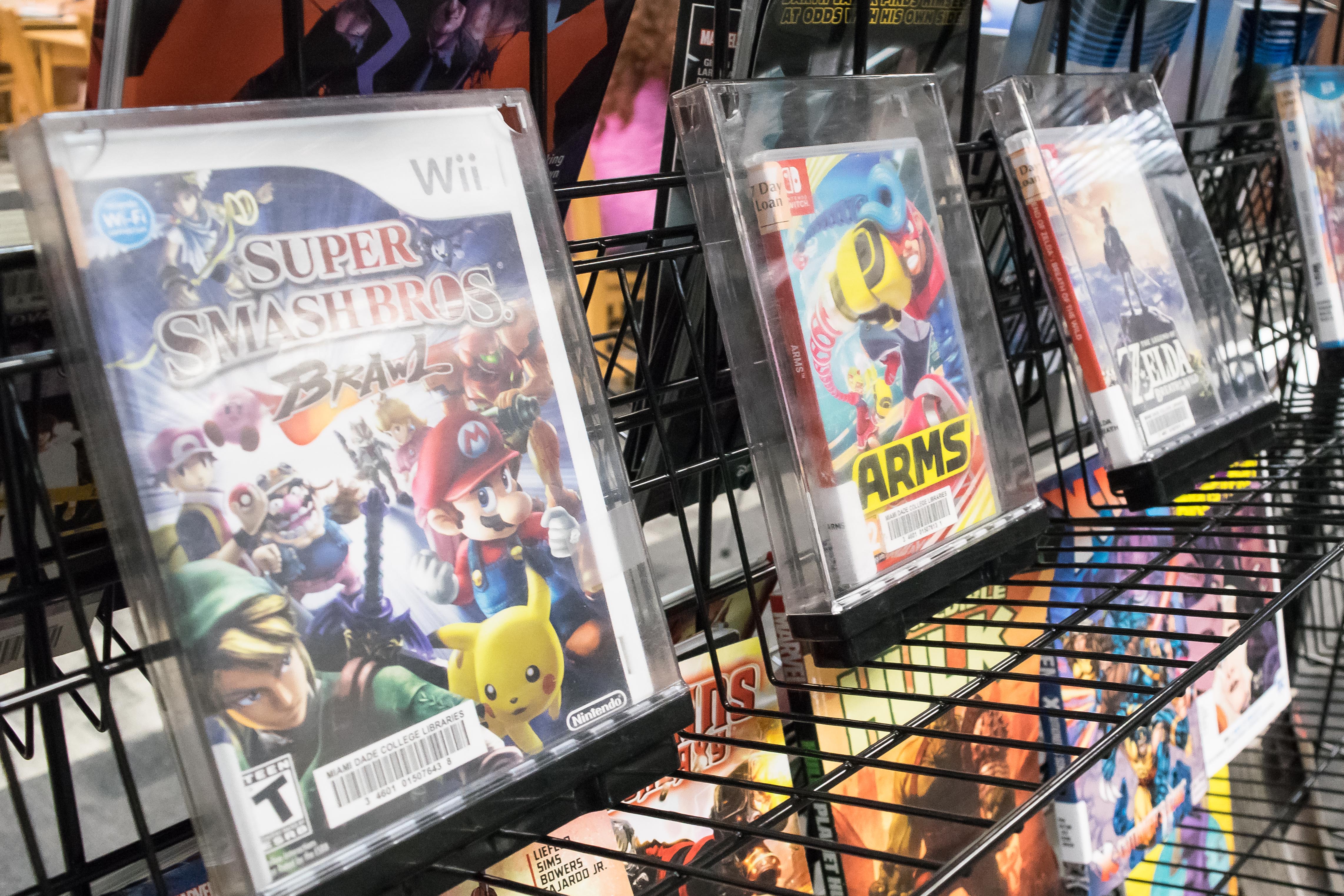 Some video games on display.