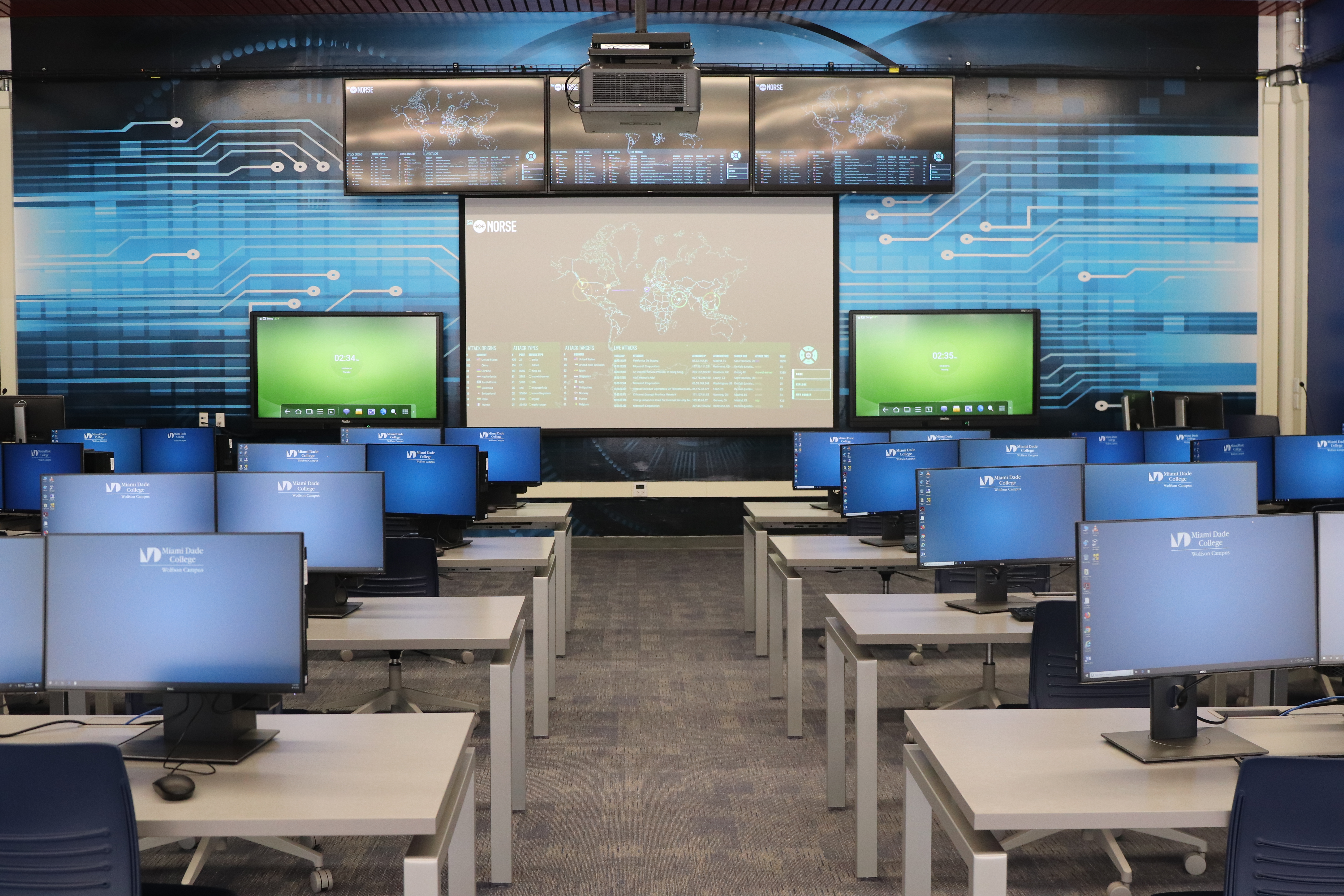 Interior of the cybersecurity classroom.