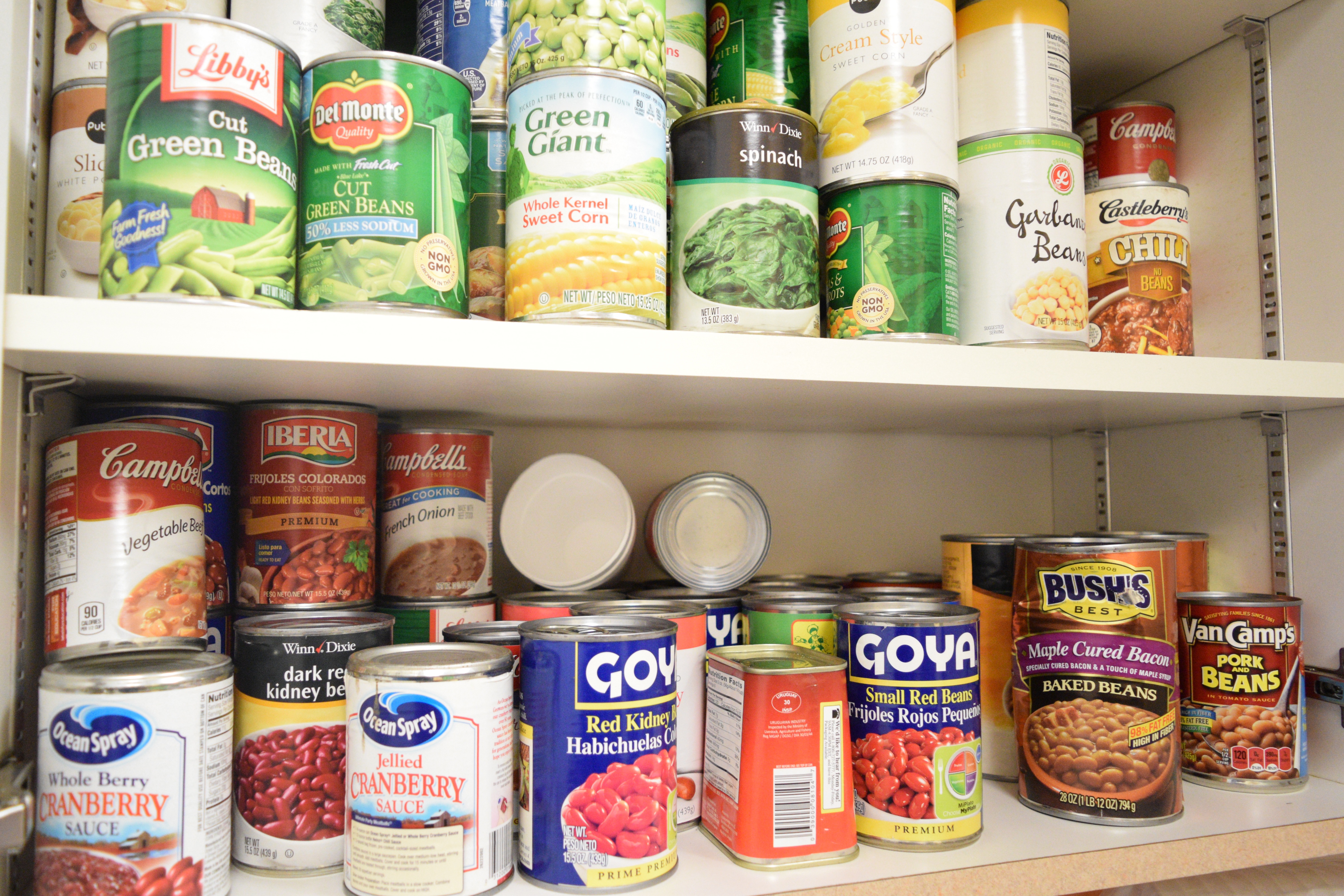 Several different cans of food.