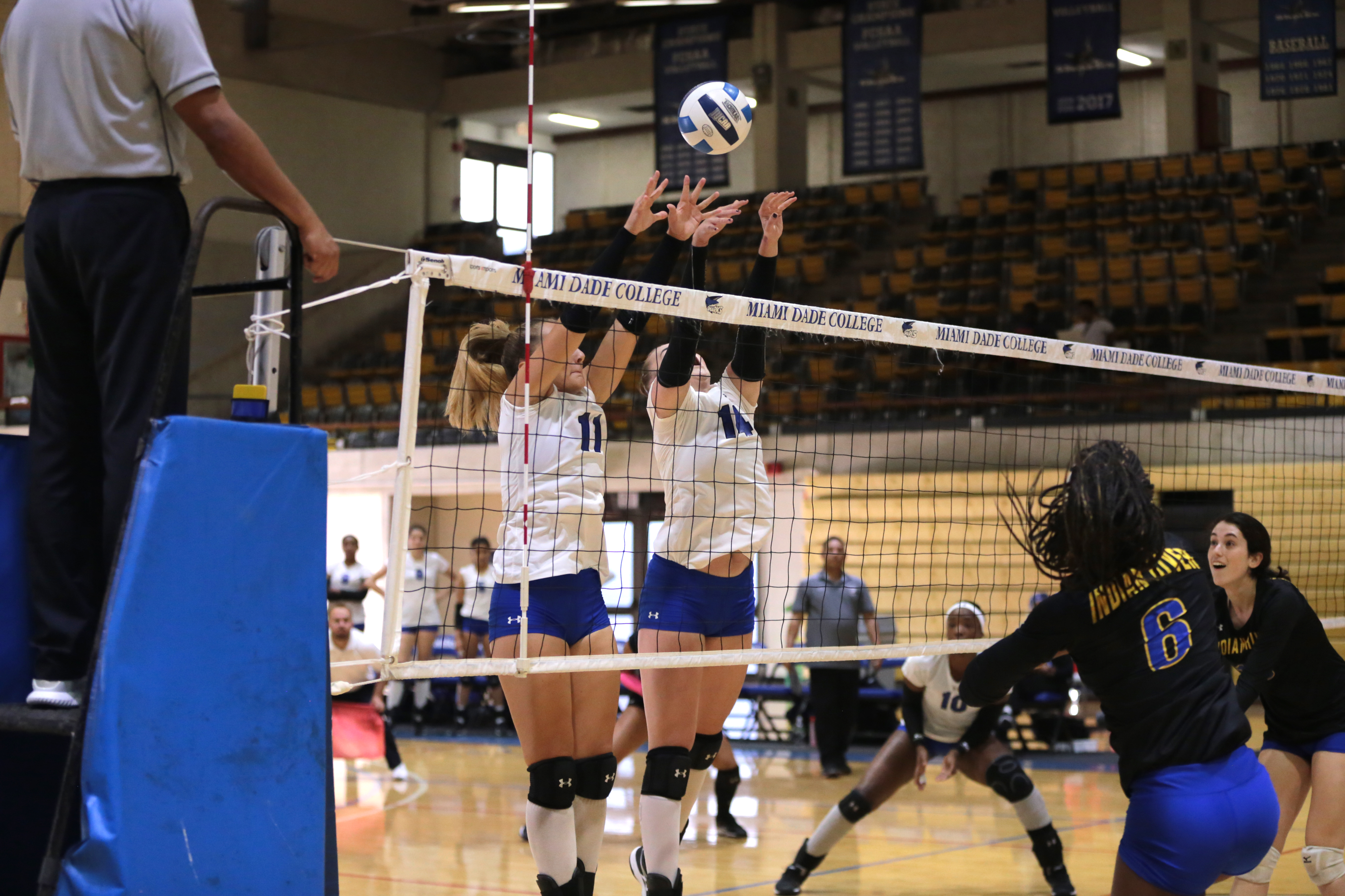 Lady Sharks volleyball team during a game.