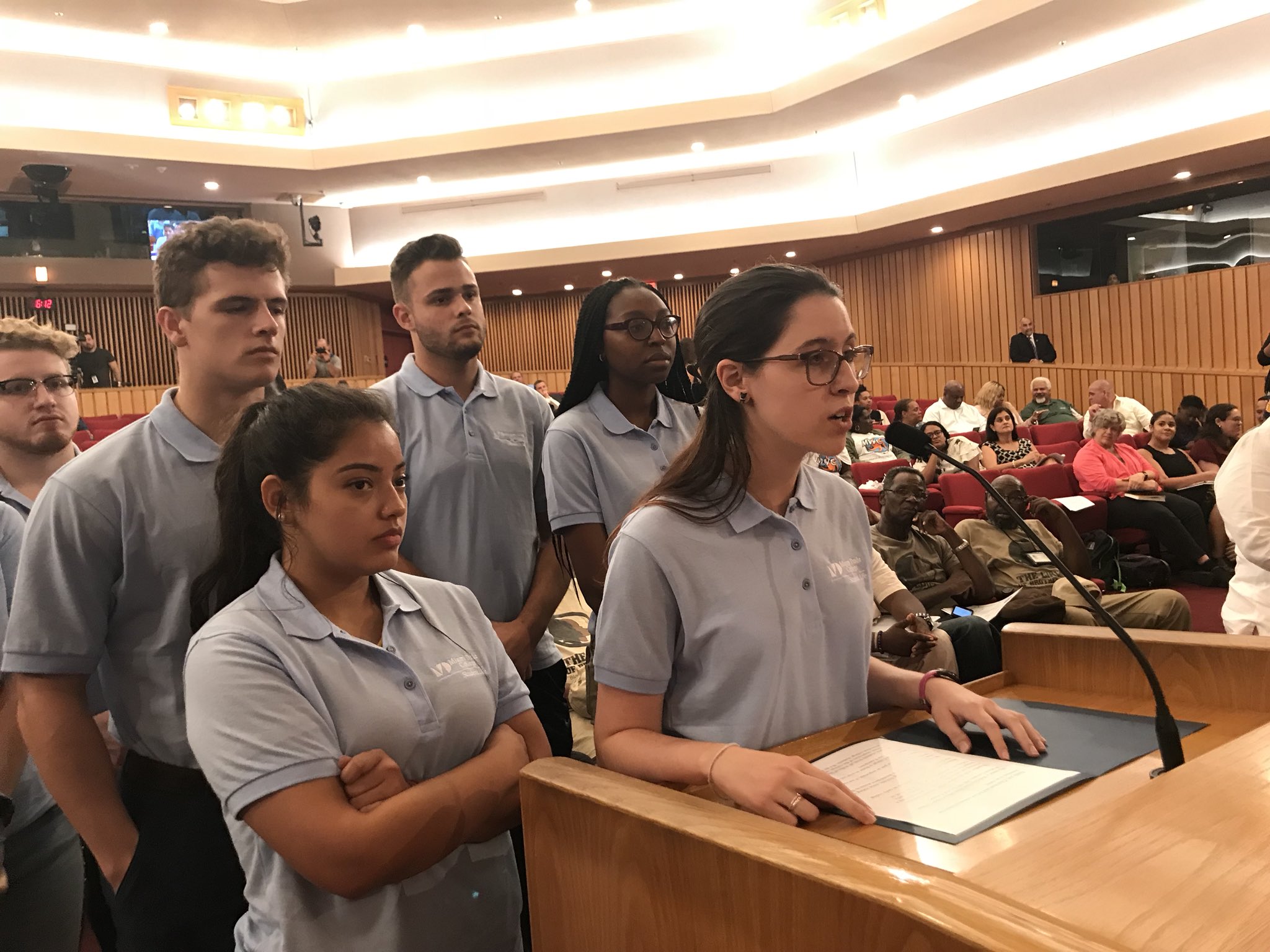 MDC Students speaking to Miami-Dade County Commission on early voting sites.