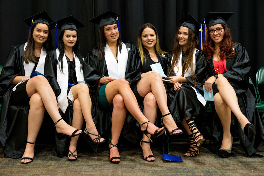 Female students at graduation.