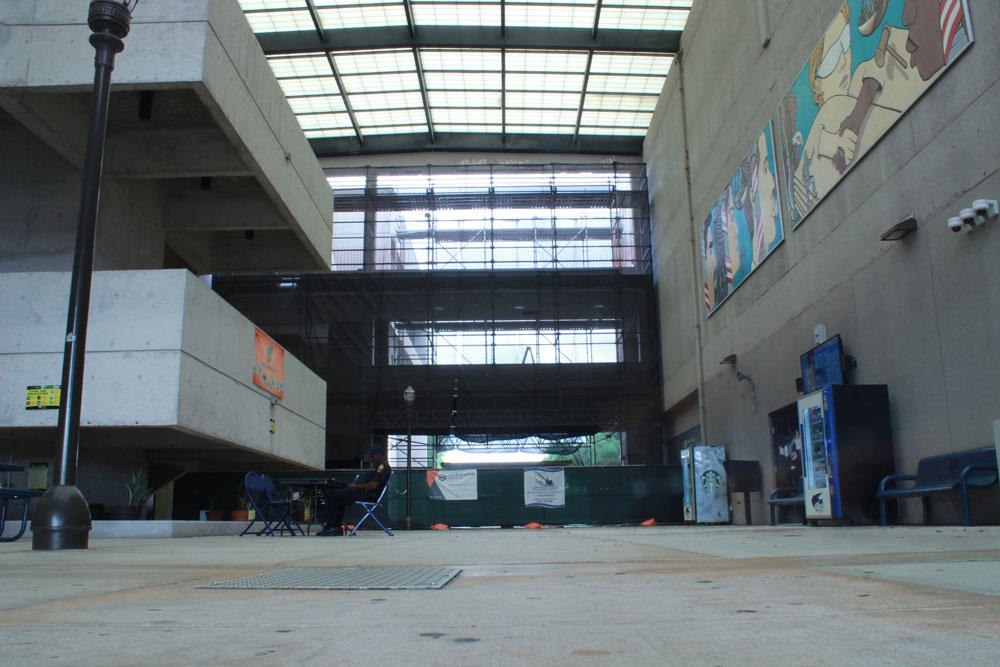 The construction site of one of the renovation projects.