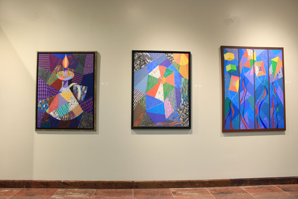Photo of several artworks by Fred Thomas.