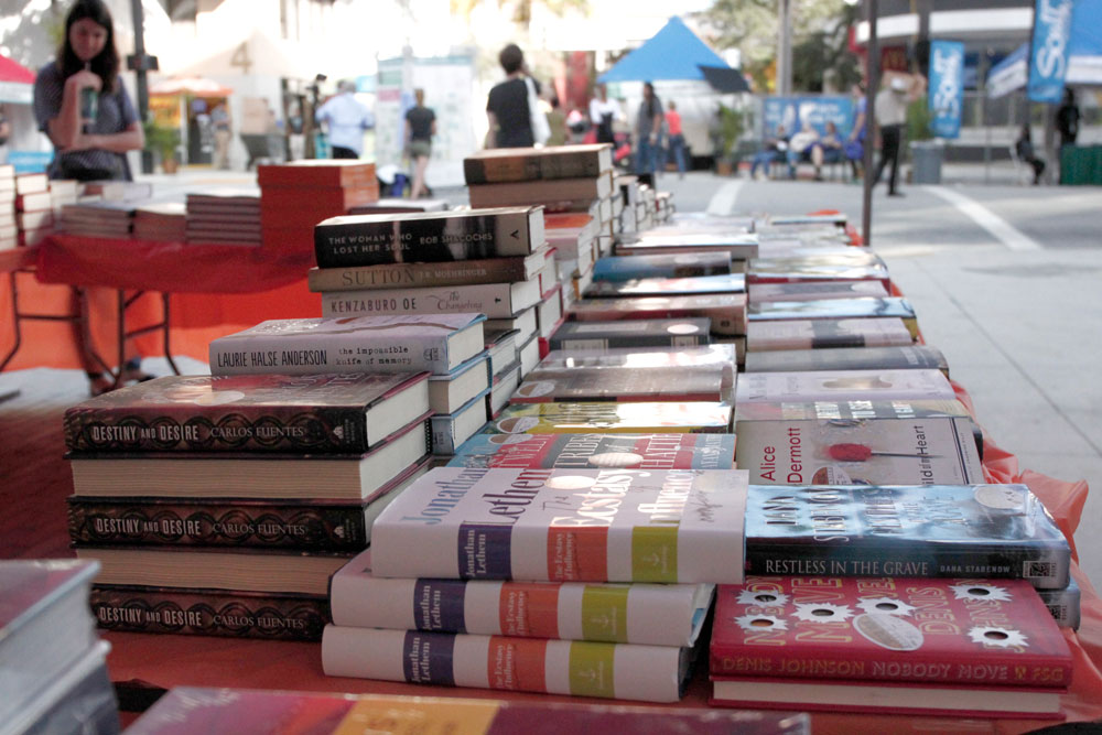 Photo of books for sale at the Miami Book Fair.