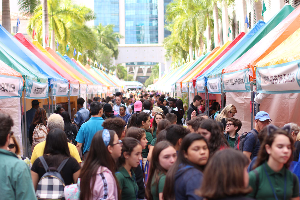 Young students enjoying the Miami Book Fair.