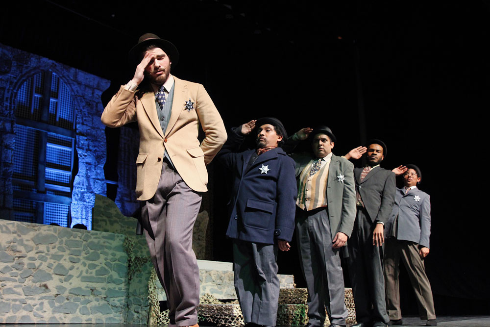 Student actors on stage.