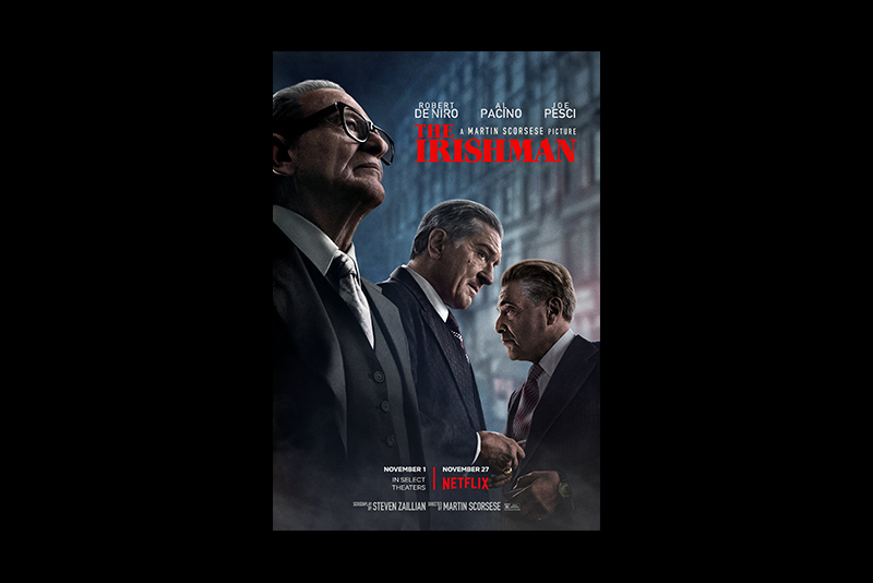 Movie poster for The Irishman. of Netflix