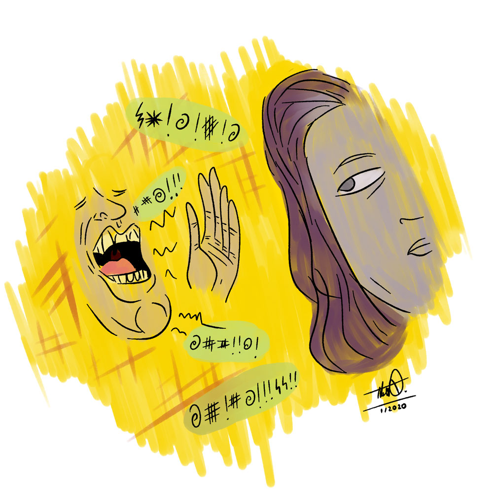 Illustration by Alexander Ontiveros depicting catcalling.