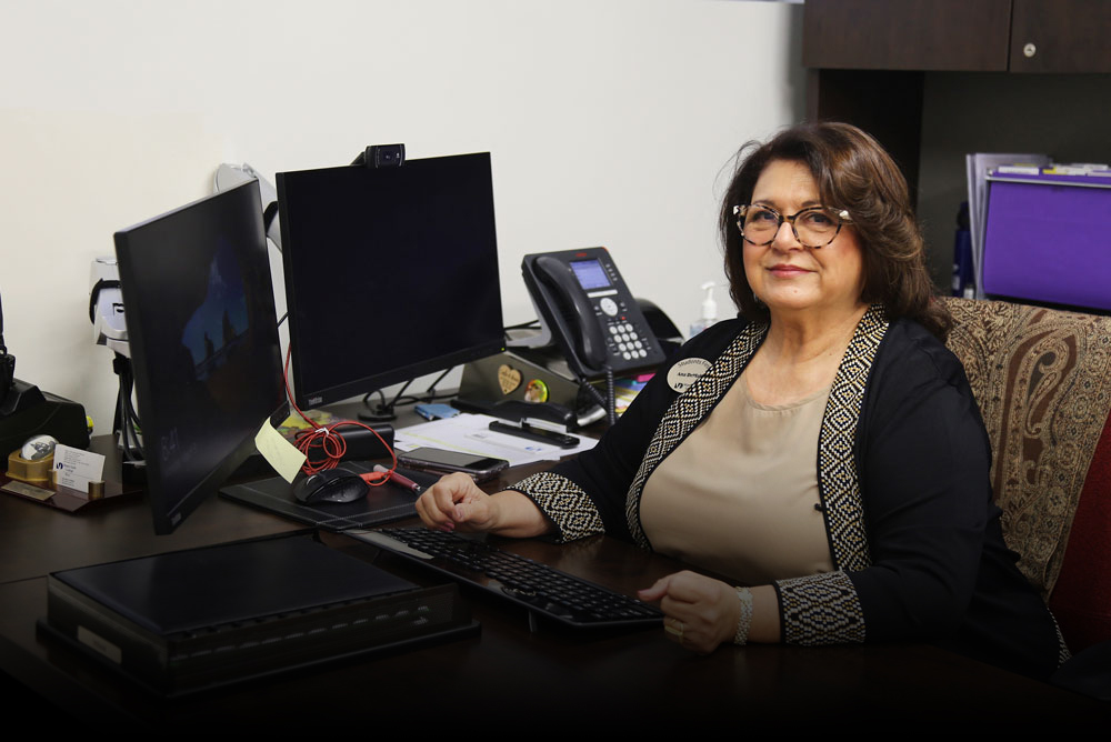 Ana DeMahy, who is to retire, in her office.