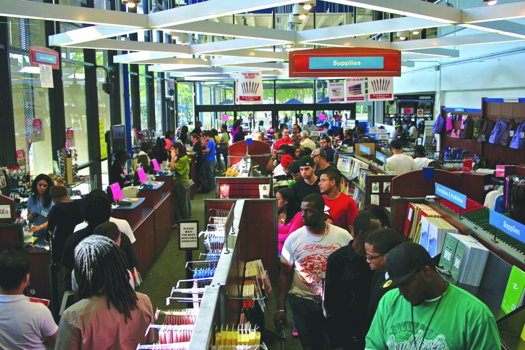 The North Campus bookstore full of students getting their books and materials.