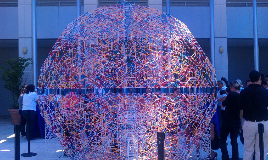 A polyhedron sculpture at InterAmerican Campus.