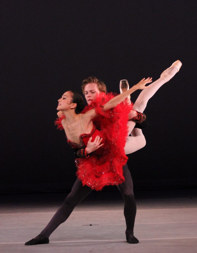 Two young dancers performing on stage at North Campus.