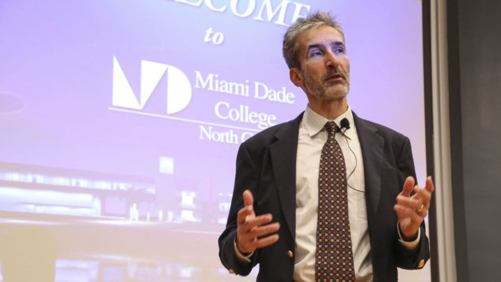 Journalist Samuel Freedman speaking at North Campus.