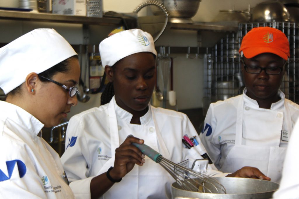 Culinary students in class.