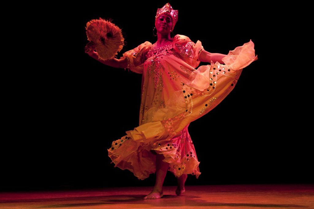Deyanira Formental performing an Afro-Cuban dance at the Koubek Center.