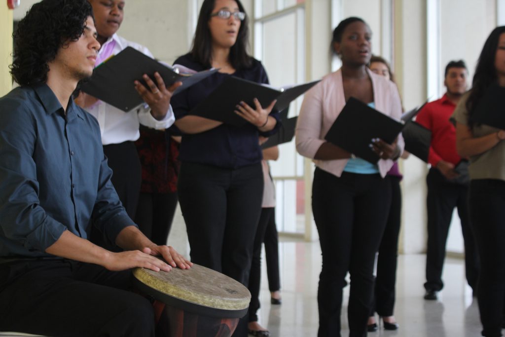 Student choir performing at Kendall Campus.