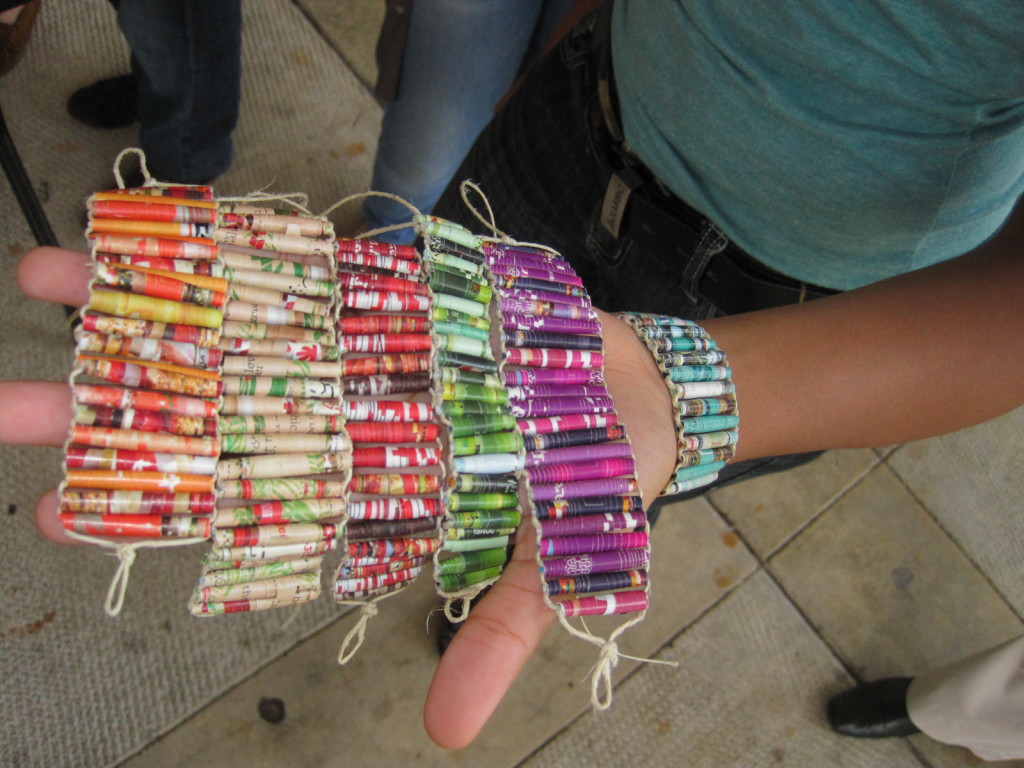 Photo of recycled bracelets to be sold to fund lanterns for Kenya.