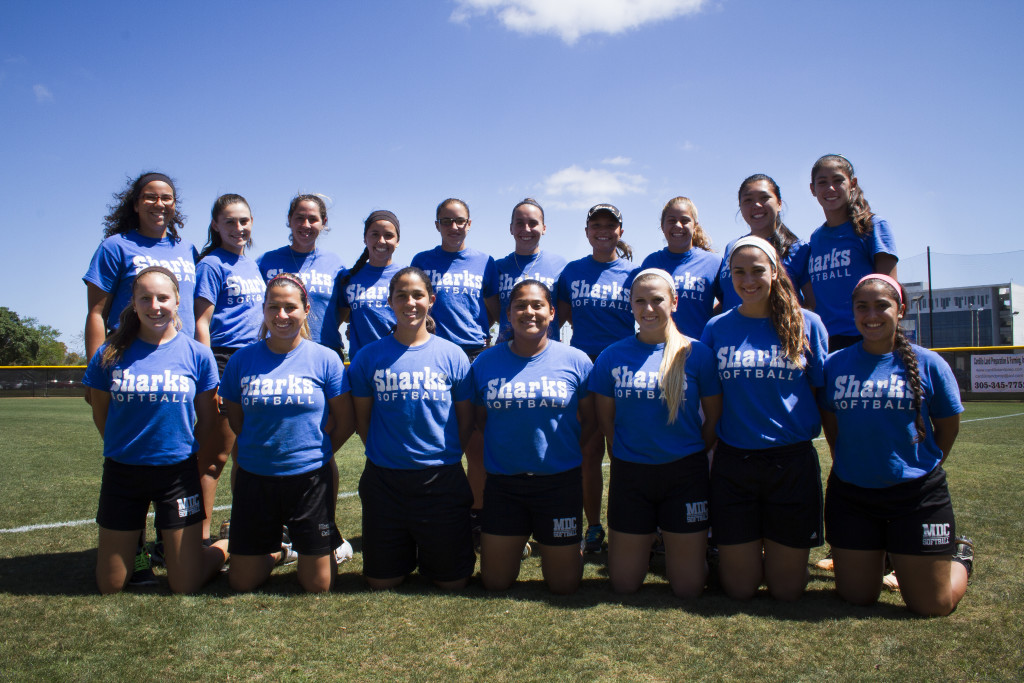 Photo of the Lady Sharks softball team.