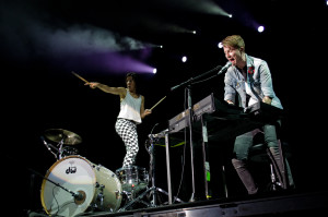 Photo of the band Matt and Kim at Coatline Music Festival.