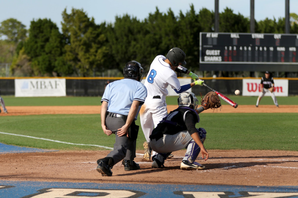 Sharks batting at a game.