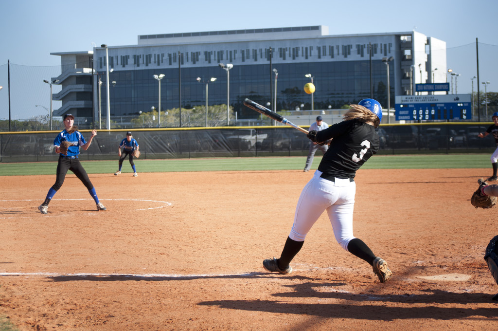 MDC Lady Sharks softball team at play.