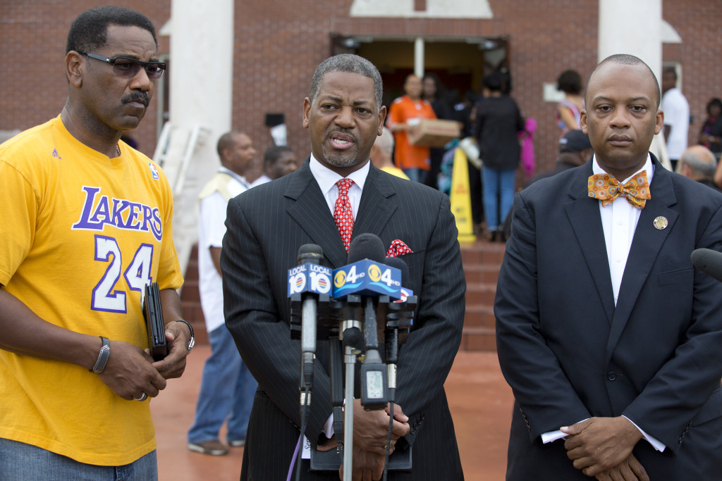 Photo of Pastor Arthur Jackson III, Rod Vereen and Miami Gardens Mayor Oliver G. Gilbert III.