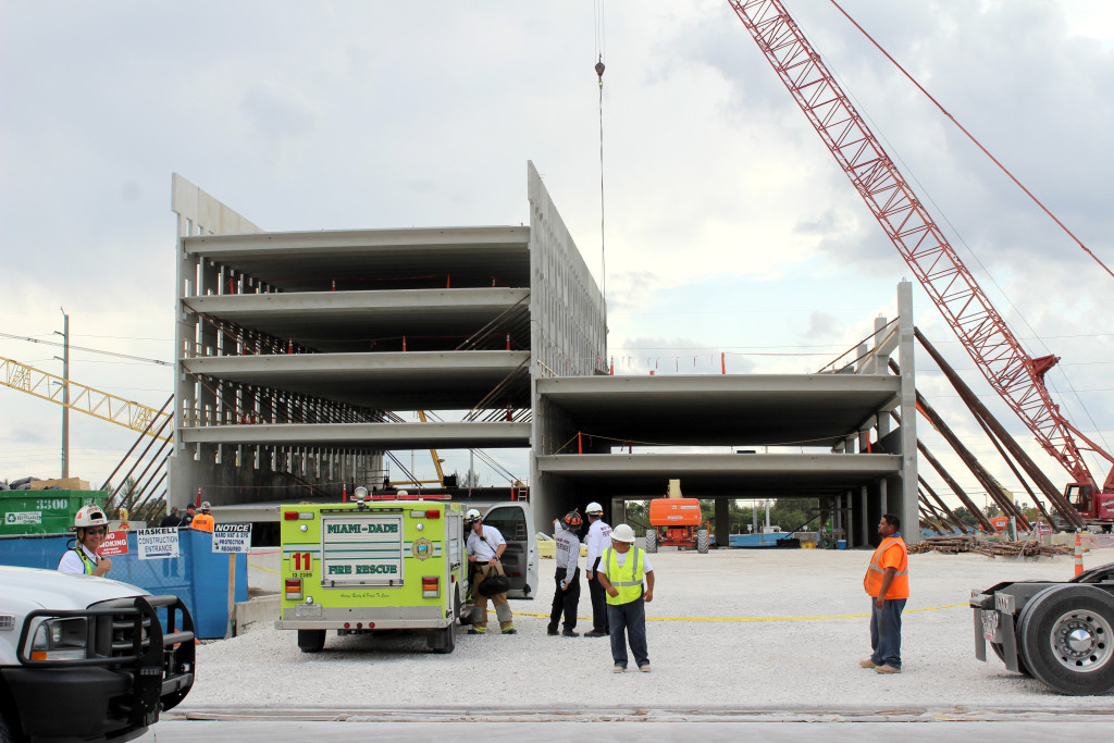 Photo of the parking garage at West Garage where there was a construction accident.