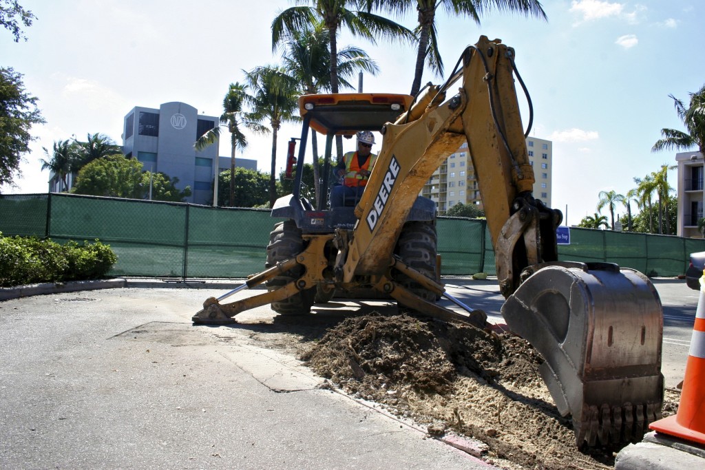 Construction workers starting on renovations.