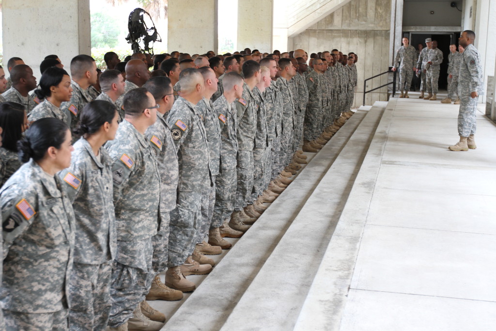 Army Reserve soldiers before the ceremony.