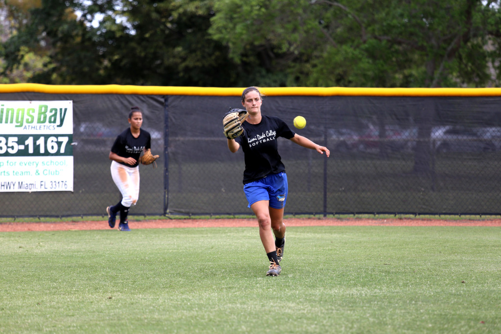 Lady Shark softball player Erin Sundook during practice.