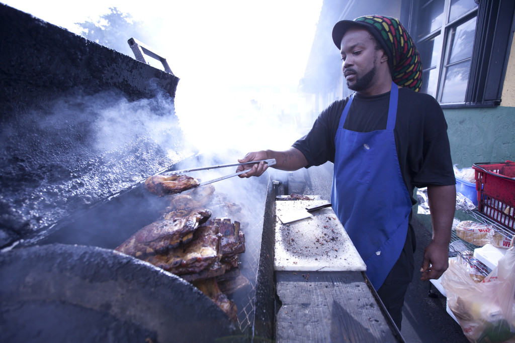 Pitmaster Rob cooking chicken.