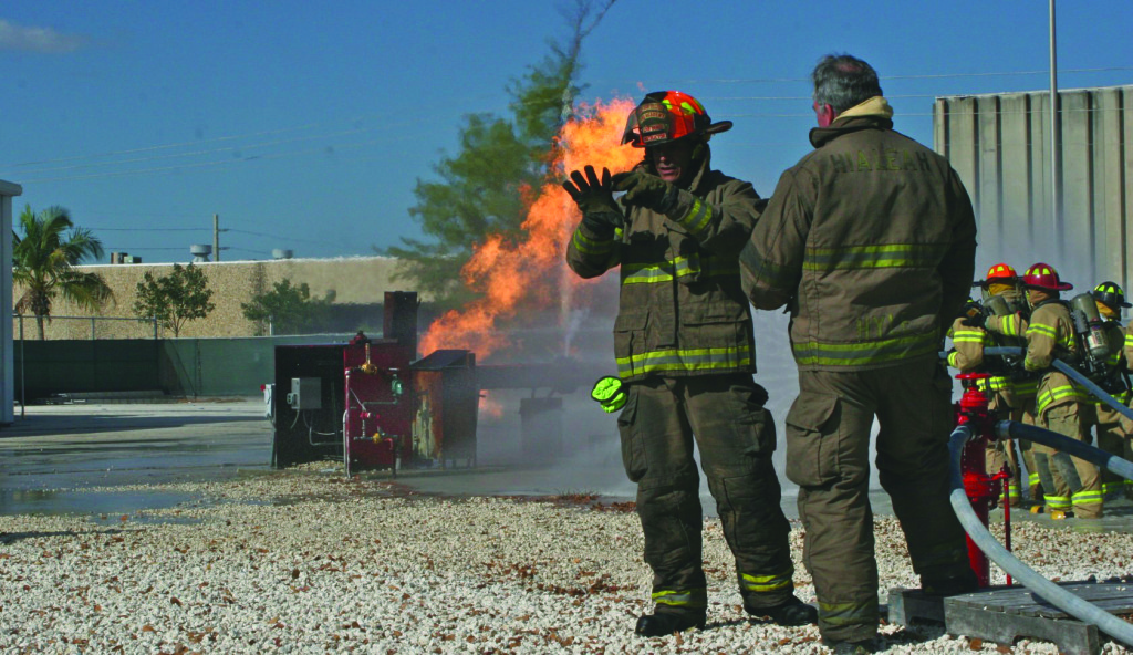 Fire Academy students during a fire test.