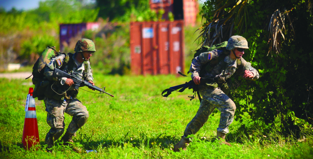 Two cadets during the Ranger Challenge course.