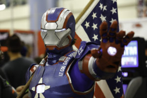 Cosplayer dressed as a patriotic Iron Man at Florida Supercom.