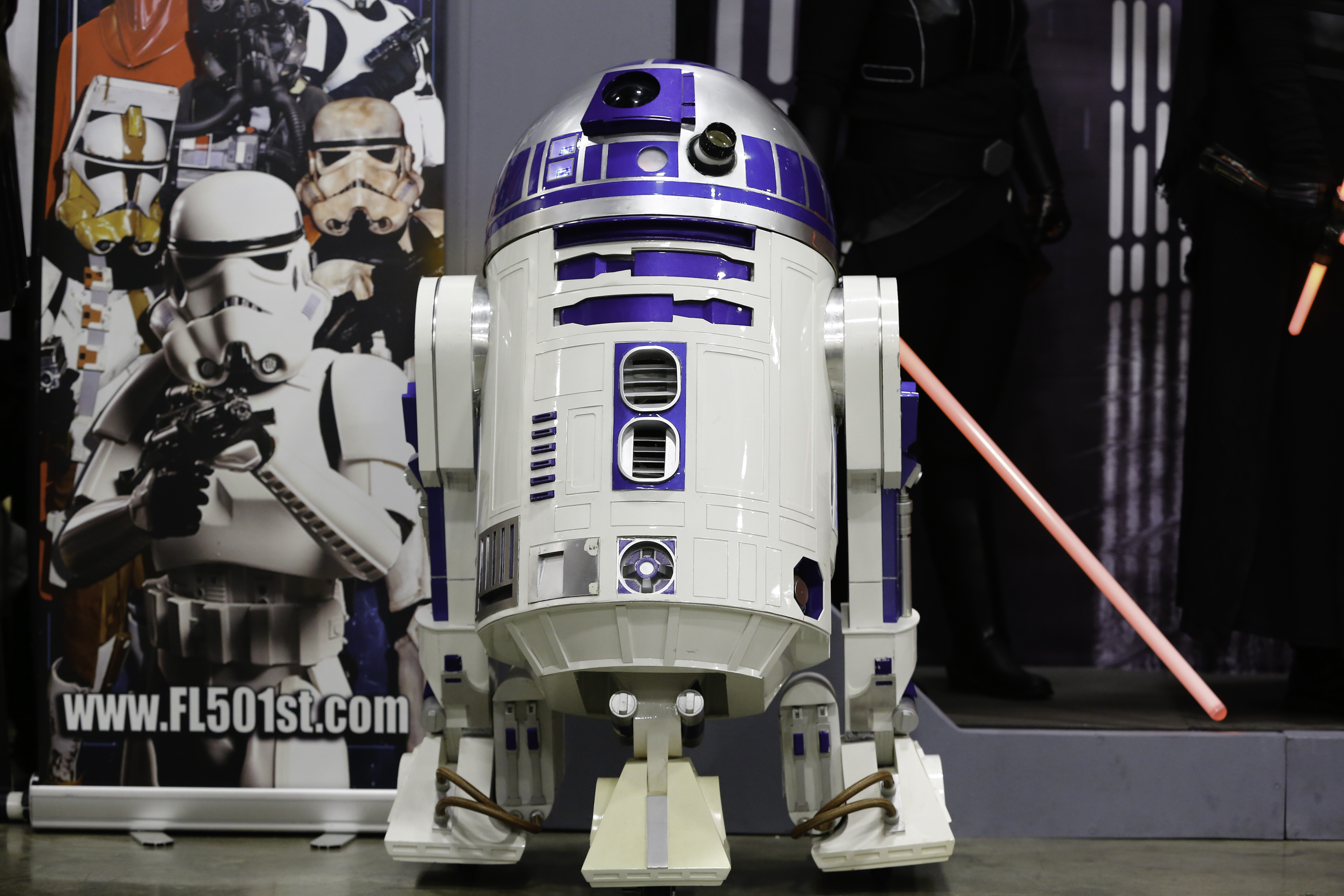 A replica of R2-D2 from Star Wars.
