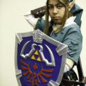 Cosplayer dressed as Link from The Legend of Zelda.