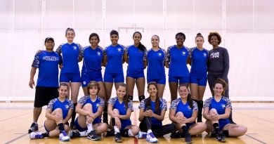 Group photo of the MDC Lady Sharks volleyball team.